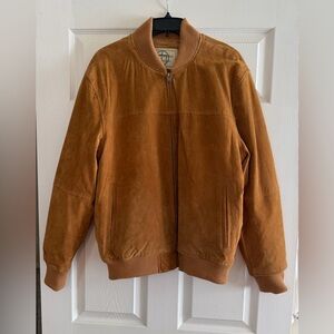 Boston Harbour Leather Jacket Mens Medium Brown Suede Bomber Zip Pockets